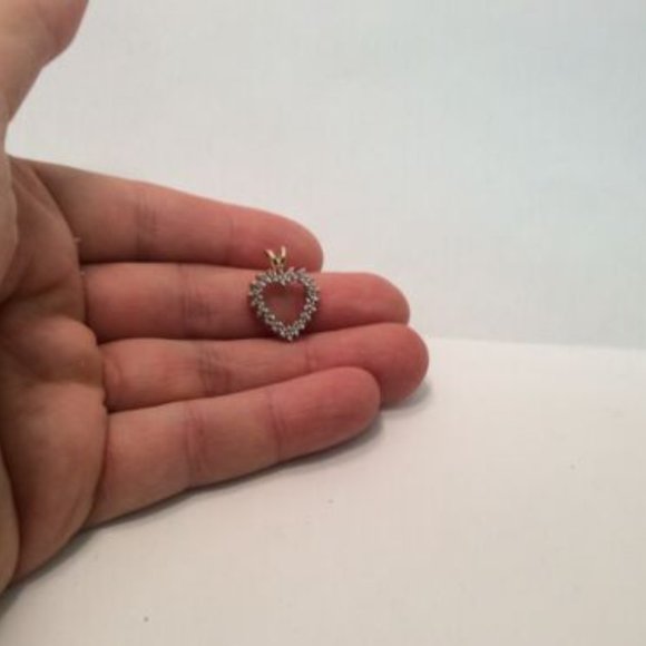 LADIES 14K REAL SOLID GOLD REAL DIAMOND HEART CHARM PENDANT 2.70GR   .45CT - Picture 6 of 8